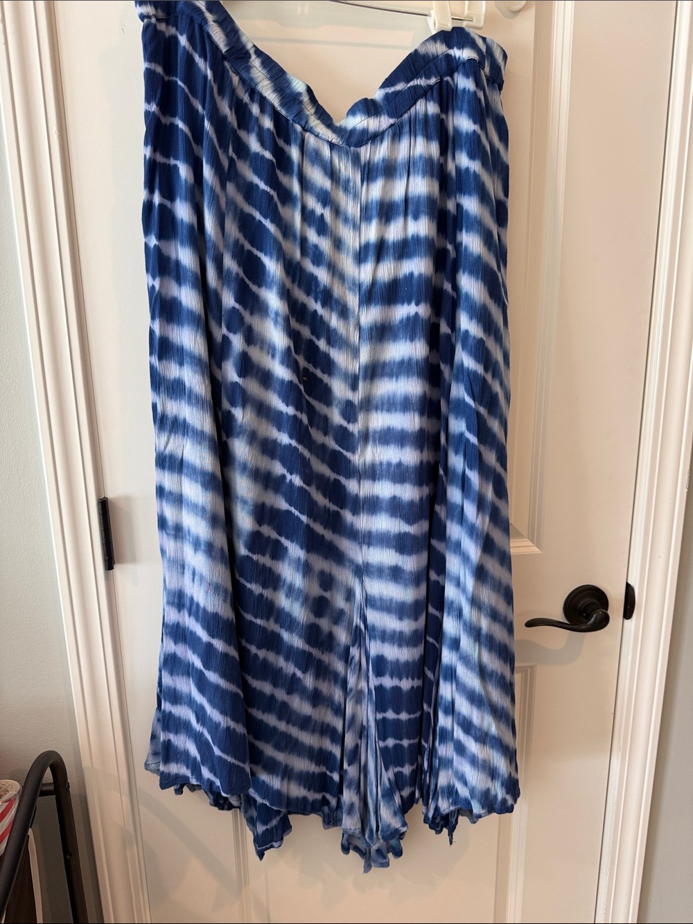 EUC Catherines Blue and White Tie-Dye A-Line Maxi Skirt Sz 18/20